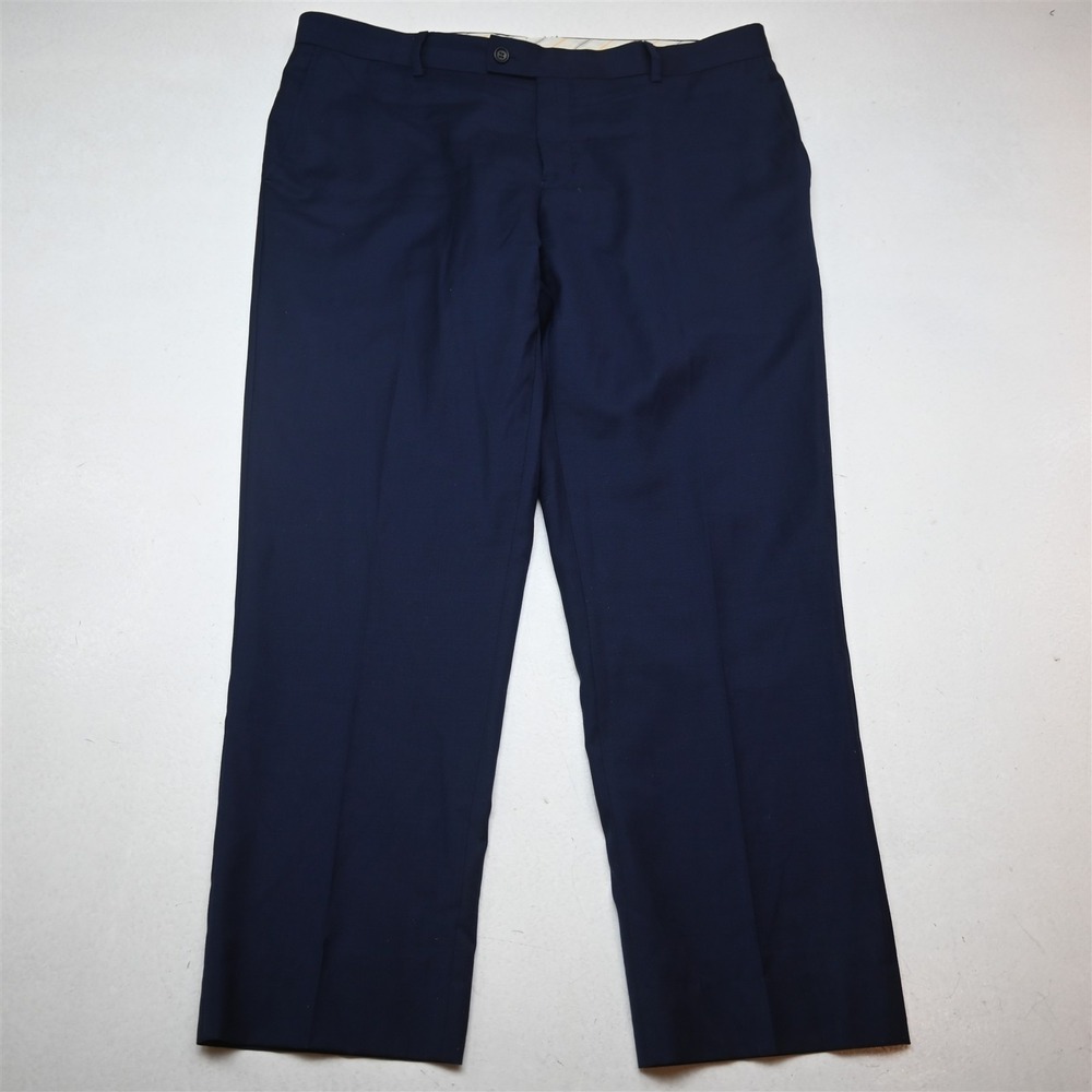 Mantoni 38x29 Blue 100% Wool Flat Front Straight Dress Mens Pants